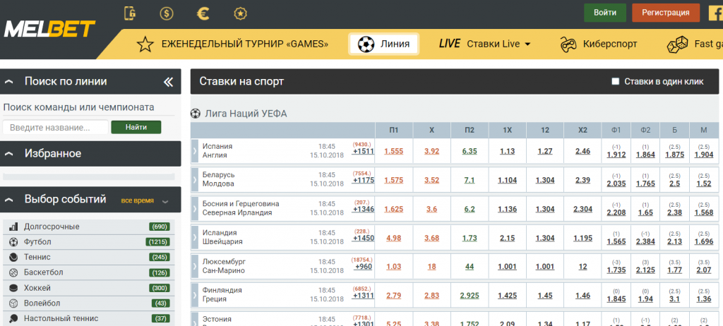 Линия бк Melbet