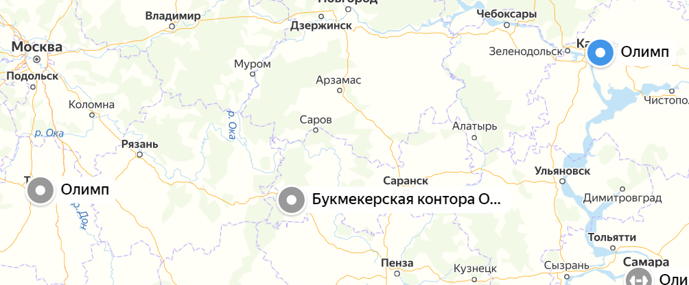 Олимп на карте